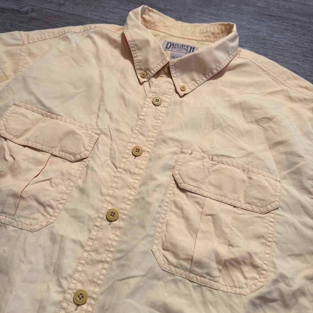 Duluth Trading Co Shirt Mens 2XL Yellow Nylon Breathable Outdoor Fishing Utility